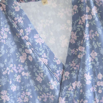 Kimono Ownkoti en coton bleu rustique à fleurs - image 4