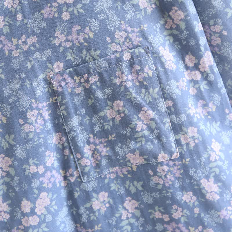 Kimono Ownkoti en coton bleu rustique à fleurs - image 6