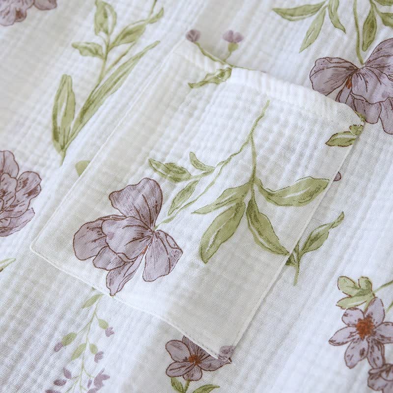 Kimono en coton à fleurs violettes Ownkoti - image 6
