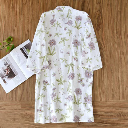 Kimono en coton à fleurs violettes Ownkoti - image 2