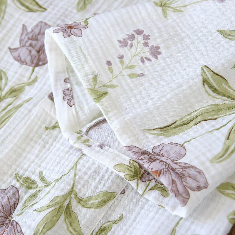 Kimono en coton à fleurs violettes Ownkoti - image 8