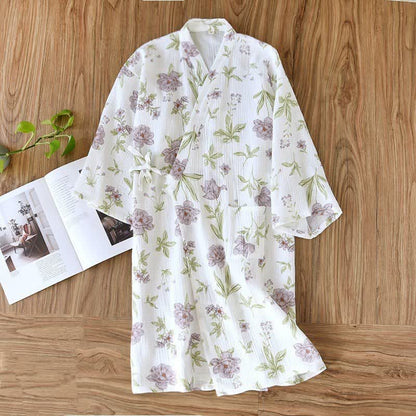 Kimono en coton à fleurs violettes Ownkoti - image 1