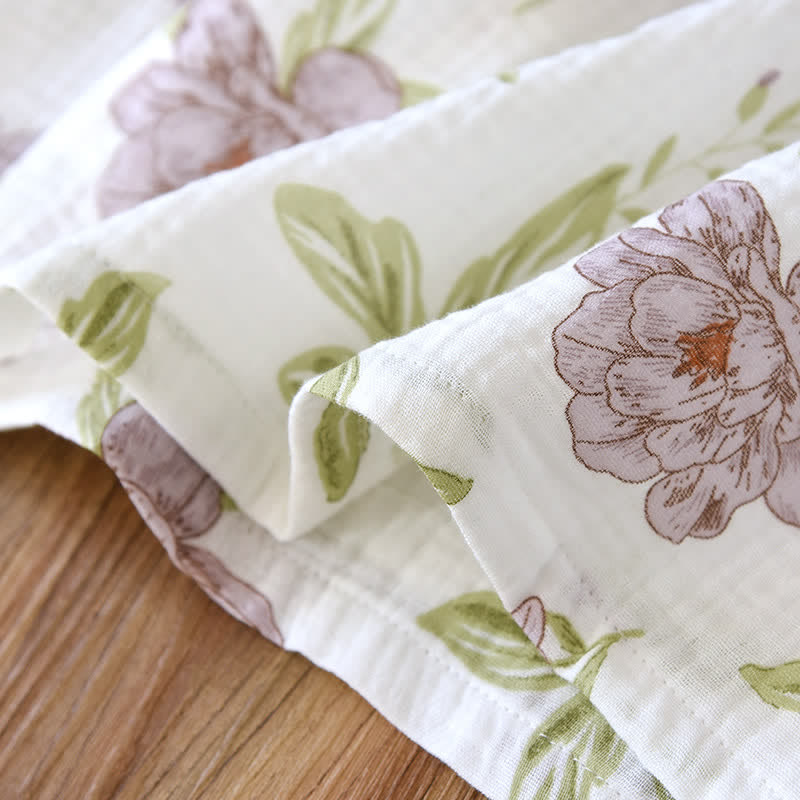 Kimono en coton à fleurs violettes Ownkoti - image 9