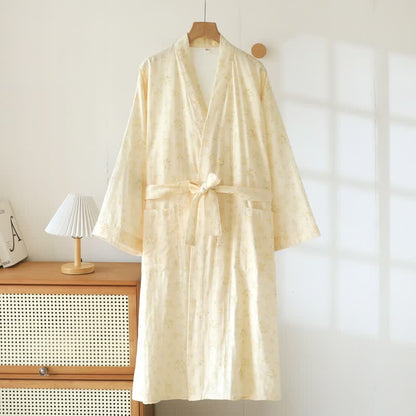 Kimono Ownkoti jaune en gaze de coton botanique - image 1