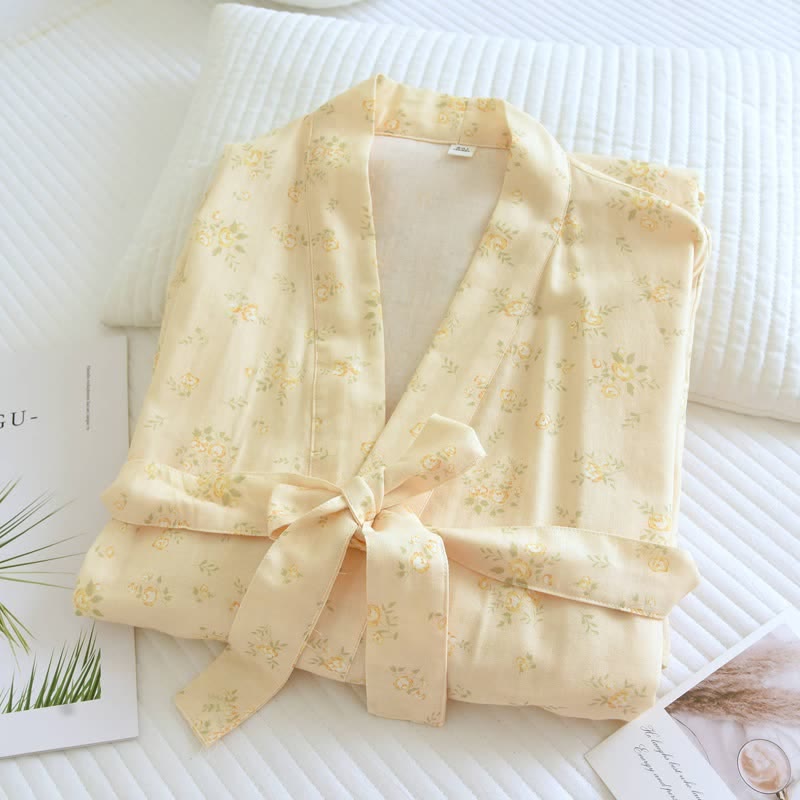 Kimono Ownkoti jaune en gaze de coton botanique - image 2