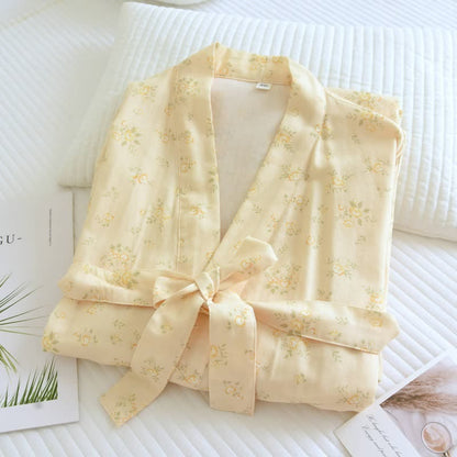 Kimono Ownkoti jaune en gaze de coton botanique - image 2