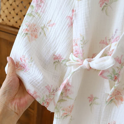 Kimono Ownkoti rose à fleurs en pur coton - image 6
