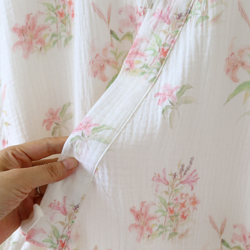 Kimono Ownkoti rose à fleurs en pur coton - image 7
