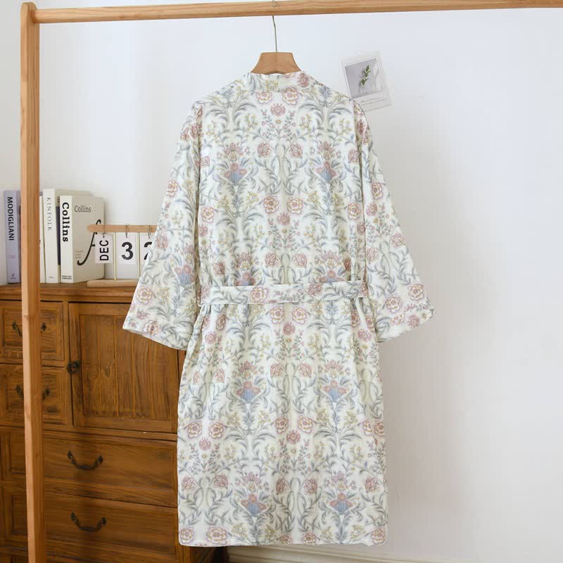 Peignoir kimono Ownkoti en gaze de coton à motif floral avec poche - image 3