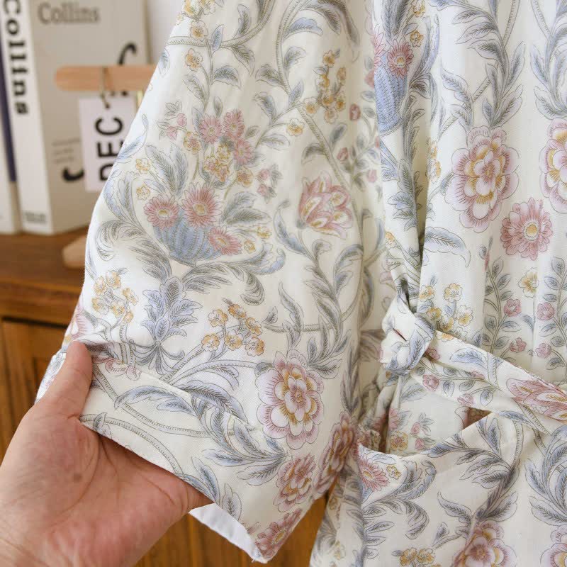 Peignoir kimono Ownkoti en gaze de coton à motif floral avec poche - image 5
