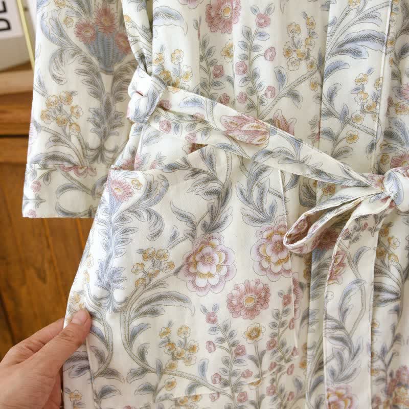 Peignoir kimono Ownkoti en gaze de coton à motif floral avec poche - image 7