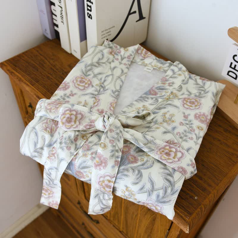 Peignoir kimono Ownkoti en gaze de coton à motif floral avec poche - image 2