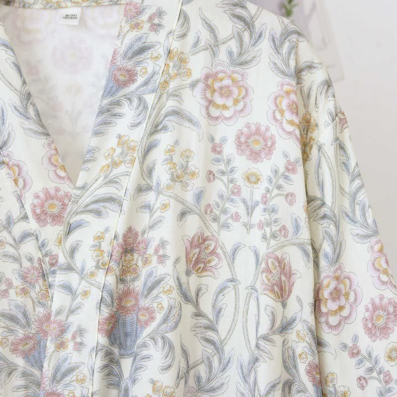 Peignoir kimono Ownkoti en gaze de coton à motif floral avec poche - image 6