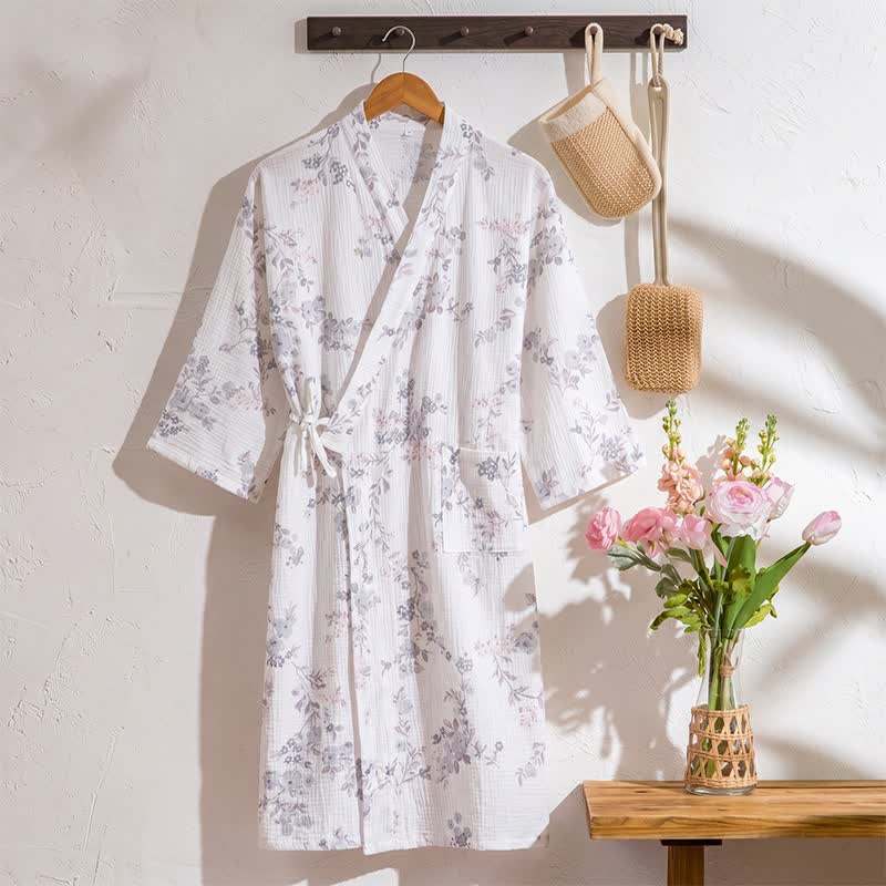 Kimono élégant en coton à fleurs violettes Ownkoti - Violet - L - image 0