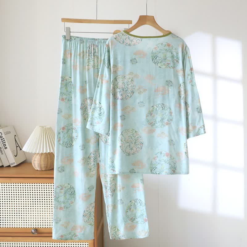 Pyjama traditionnel oriental pour femme à motifs floraux - image 1