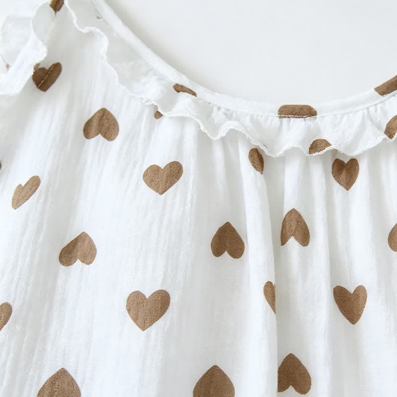 Pyjama camisole en gaze de coton à volants et cœurs - image 4