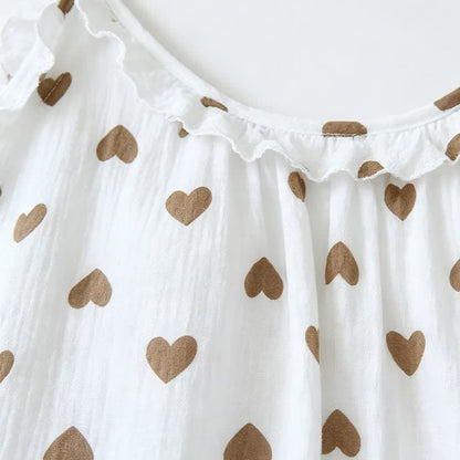 Pyjama camisole en gaze de coton à volants et cœurs - image 4