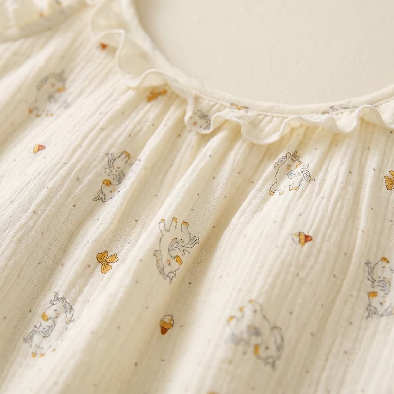 Pyjama en gaze de coton à volants avec un motif de cheval - image 3