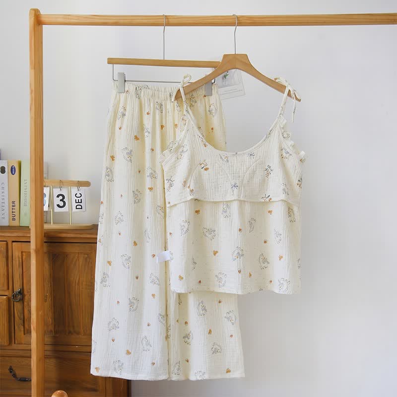 Pyjama en gaze de coton à volants avec un motif de cheval - image 1