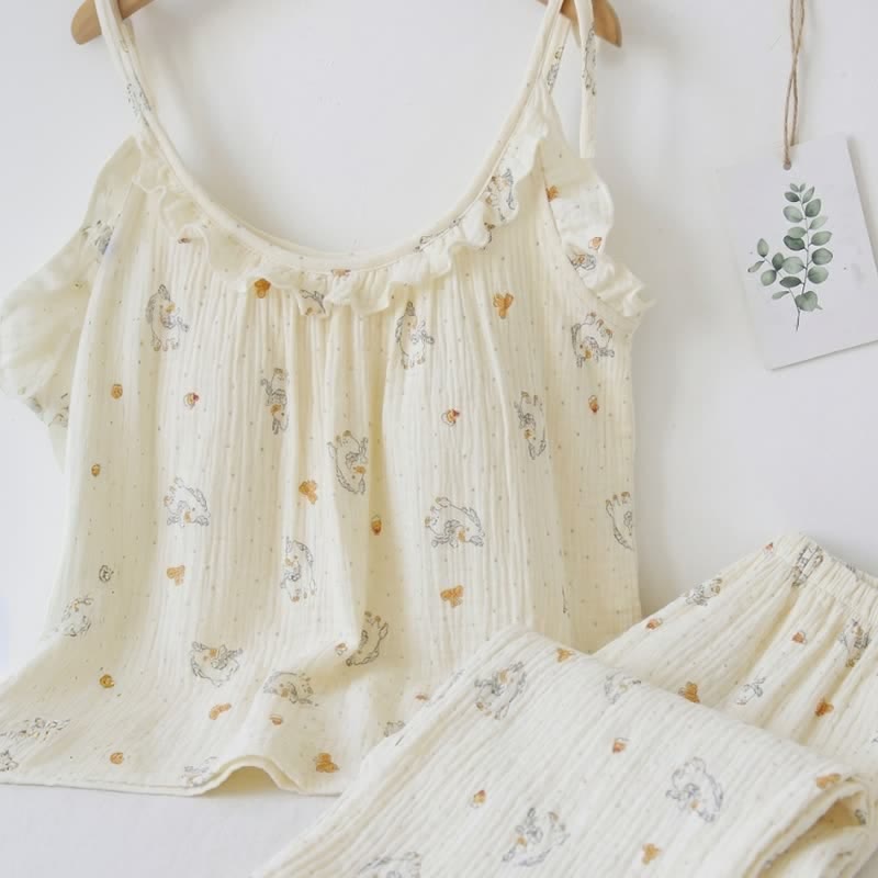 Pyjama en gaze de coton à volants avec un motif de cheval - image 2