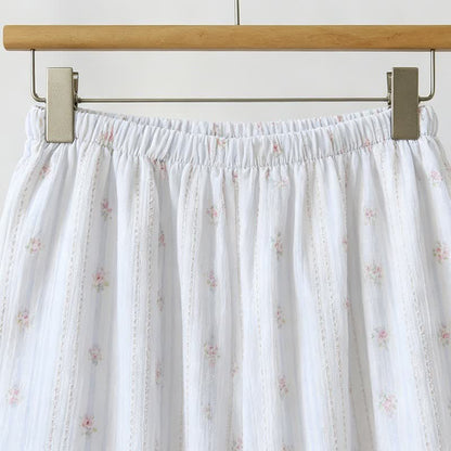 Pyjama à volants en coton, à rayures et à motifs floraux - image 6