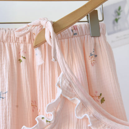 Pyjama camisole en coton à volants avec un délicat motif floral - image 6