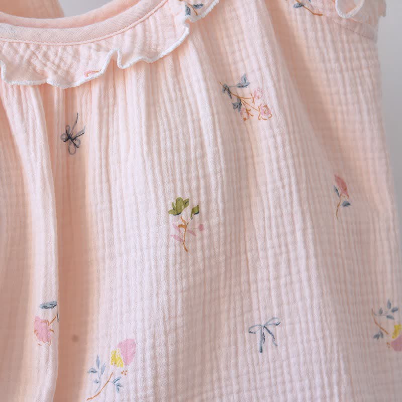 Pyjama camisole en coton à volants avec un délicat motif floral - image 9