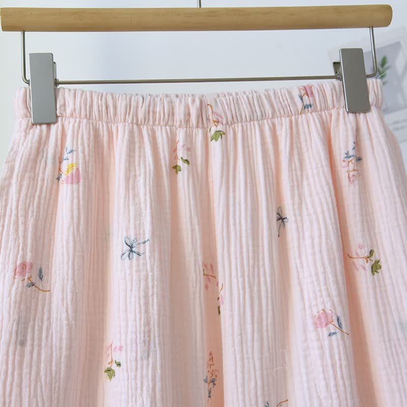 Pyjama camisole en coton à volants avec un délicat motif floral - image 7