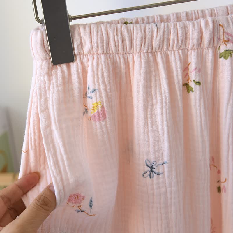 Pyjama camisole en coton à volants avec un délicat motif floral - image 8