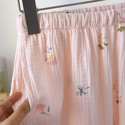 Pyjama camisole en coton à volants avec un délicat motif floral - image 8