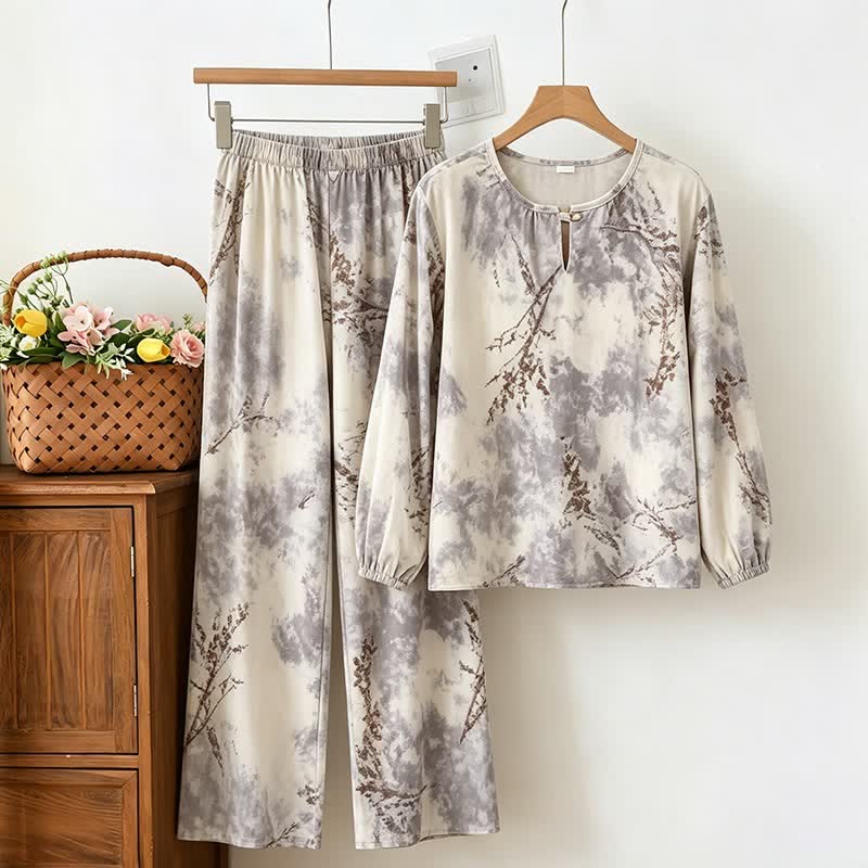 Ensemble pyjama à manches longues Oriental Branch - Gris - XXL - image 0