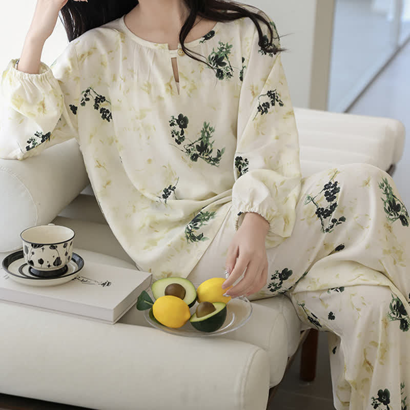 Pyjama femme à manches longues avec un motif floral rustique - image 9