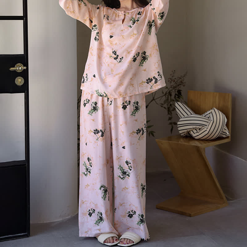 Pyjama femme à manches longues avec un motif floral rustique - image 3