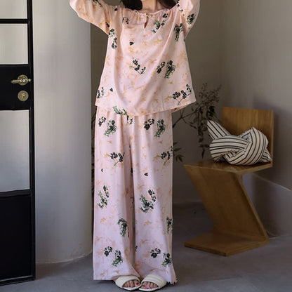 Pyjama femme à manches longues avec un motif floral rustique - image 3