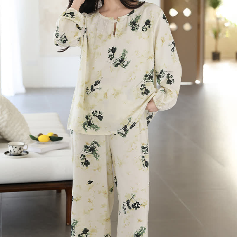 Pyjama femme à manches longues avec un motif floral rustique - image 6