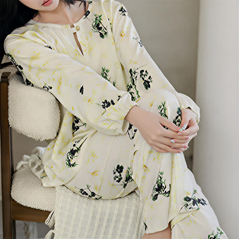 Pyjama femme à manches longues avec un motif floral rustique - image 10