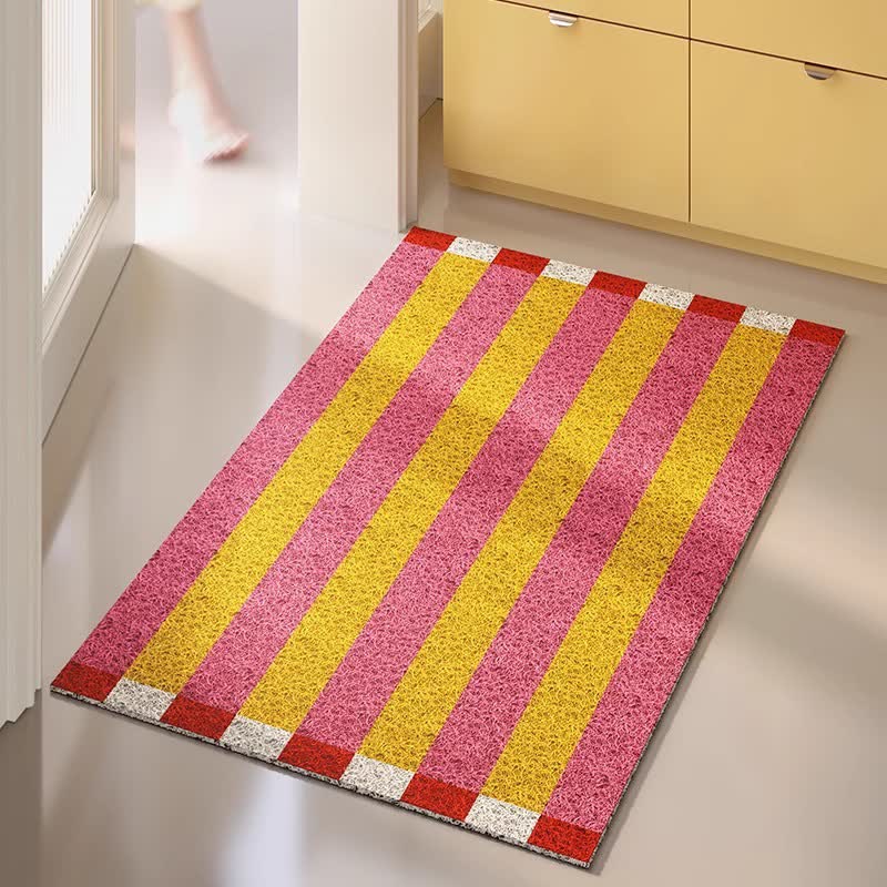 Tapis d'entrée décoratif moderne à rayures Ownkoti - Rose et jaune - 31'' × 47'' - image 4