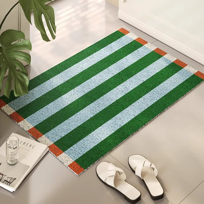 Tapis d'entrée décoratif moderne à rayures Ownkoti - Cyan et vert - 31'' × 47'' - image 5