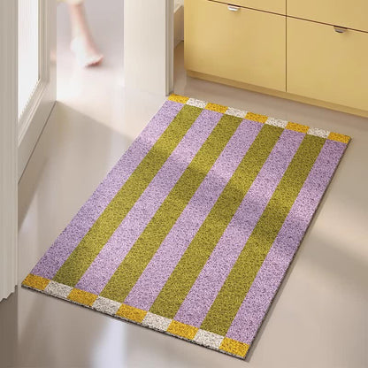Tapis d'entrée décoratif moderne à rayures Ownkoti - Violet et vert - 31'' × 47'' - image 6