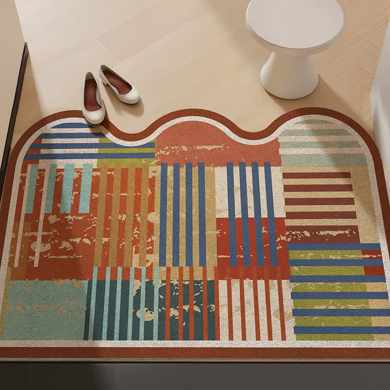 Tapis Ownkoti rétro patchwork à bord ondulé - Chocolat - 31'' × 47'' - image 0