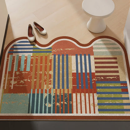 Tapis Ownkoti rétro patchwork à bord ondulé - Chocolat - 31'' × 47'' - image 0