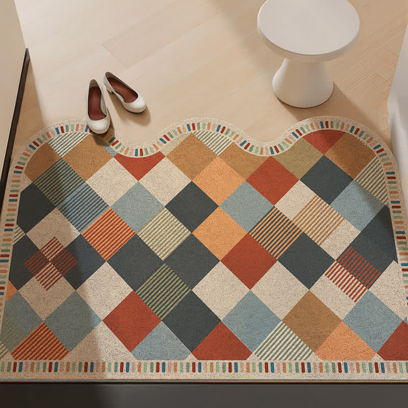 Tapis Ownkoti rétro patchwork à bord ondulé - Coloré - 31'' × 47'' - image 0