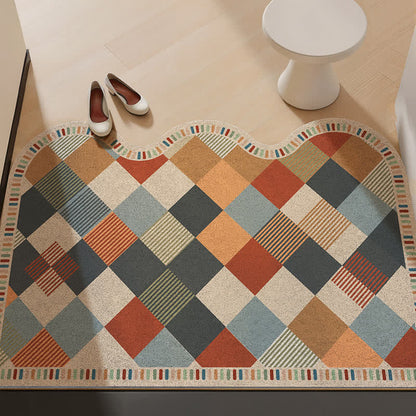 Tapis Ownkoti rétro patchwork à bord ondulé - Coloré - 31'' × 47'' - image 0