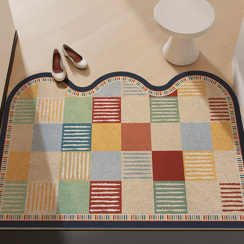 Tapis Ownkoti rétro patchwork à bord ondulé - Coloré - 31'' × 47'' - image 0