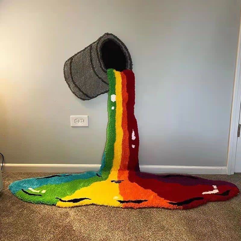 Tapis de sol en peluche Ownkoti Rainbow Waterfall - Arc-en-ciel - 63,0 pouces de diamètre - image 0