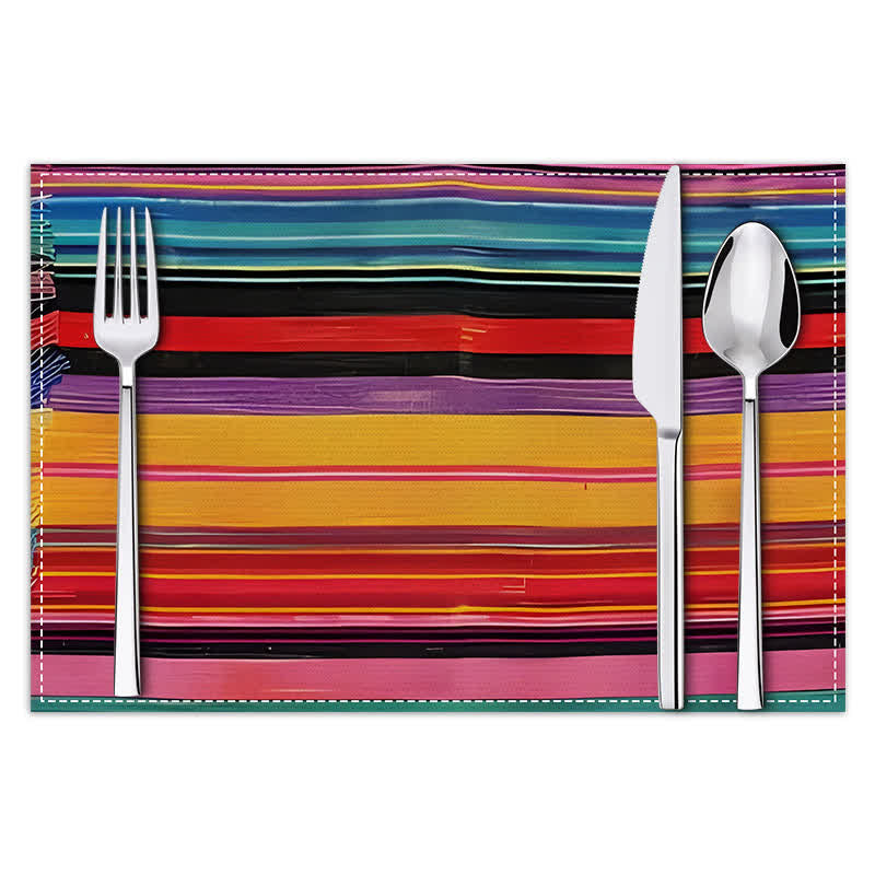 Sets de table en lin à rayures colorées Ownkoti style ferme - image 1
