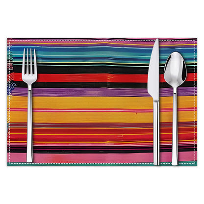 Sets de table en lin à rayures colorées Ownkoti style ferme - image 1