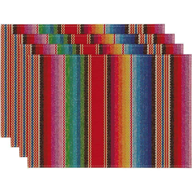 Sets de table en lin à rayures multicolores nordiques Ownkoti - image 1