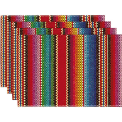 Sets de table en lin à rayures multicolores nordiques Ownkoti - image 1