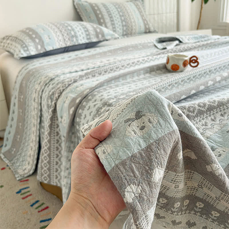 courtepointe en gaze de coton style Fair Isle - image 2